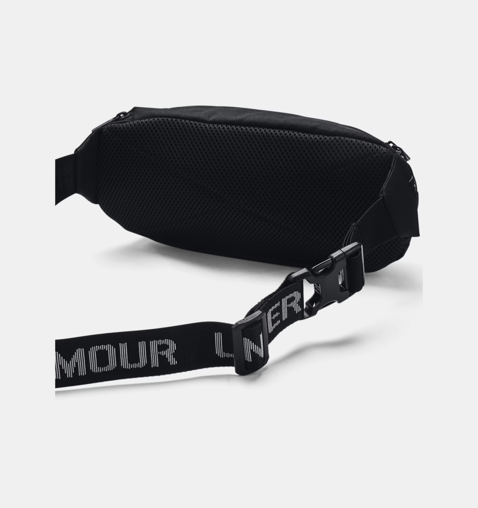 UA Under Armour Flex Unisex Sports Training Waist Bag, Shoulder Bag, Crossbody Bag, Portable Chest Bag – Black / White